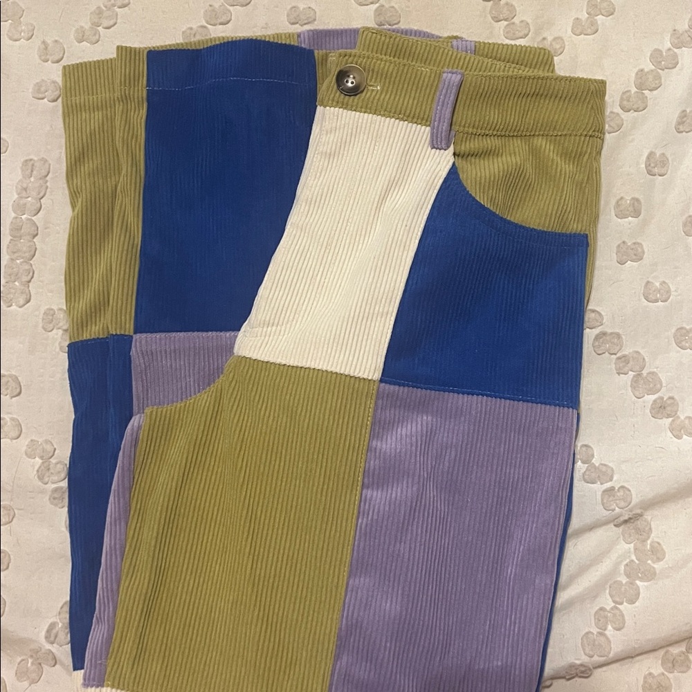 Colorblock Corduroy Pants